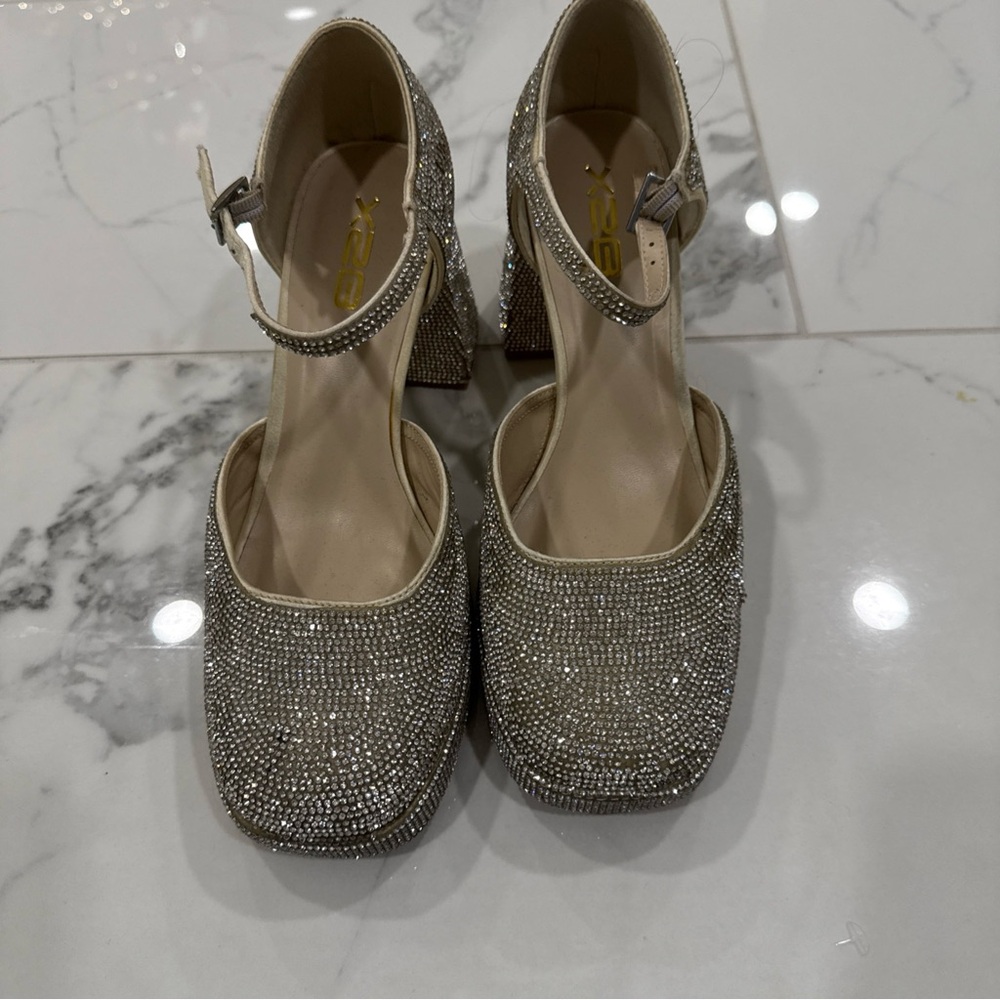 Sparkling Silver Gold Platform Heels